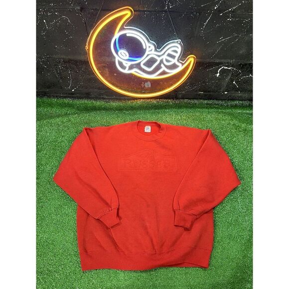 Vintage‎ Jerzees Russet Foods Red Crewneck Sweatshirt Mens Sz XL Made In The USA - Picture 1 of 5